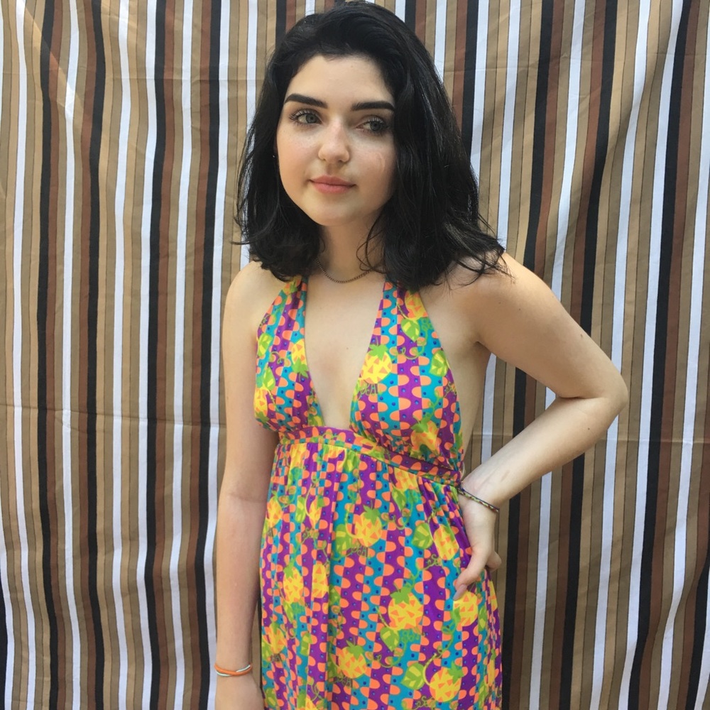 1960s Bright Printed Halter Dress